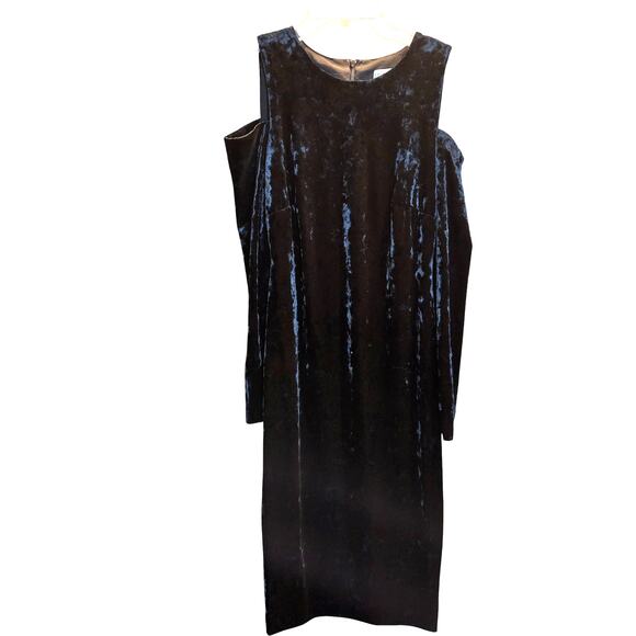 Calvin Klein 4 Black Velvet Women's Open Shoulders Dress Misses Size Small - Picture 1 of 5